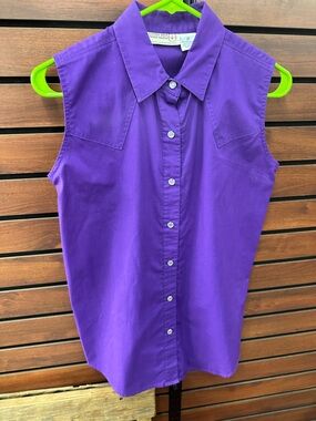 Sheplers Sleeveless Button-Front Tank Top - Purple